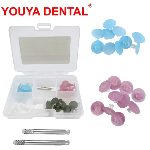 40pcs Dental Resin Finishing Polishing Discs Strip Spiral Wheel Mandrel Disc Kit