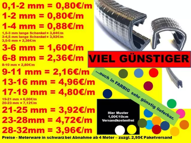 Kantenschutzprofil PVC Kantenschutz Keder Band Steck Klemm Profil Gummi Blech