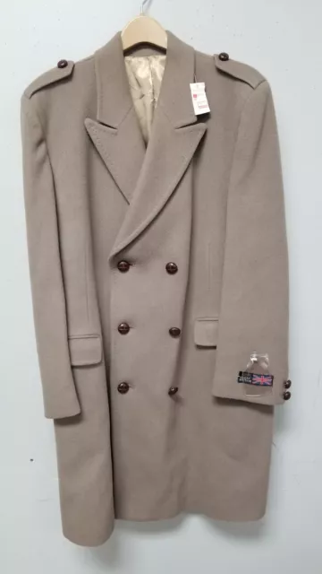 Vintage NOS Wool Double Breasted Overcoat 'Guards' by S Schneiders & Sons Sz 46R