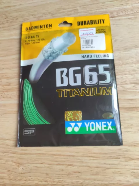 Yonex BG65Ti (Titan) BG65 Ti Badmintonsaite 10m Set - grün - hartes Gefühl