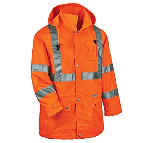 GloWear 8365 Rain Jacket, High Visibility, Reflective, ANSI Compliant outerwe...