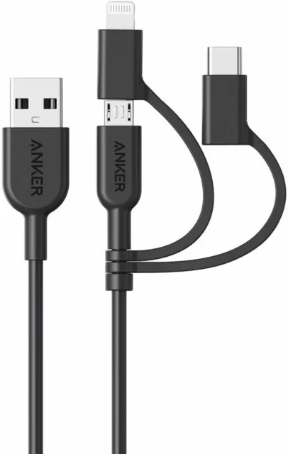 Anker 3-in-1 Charger Cable USB to Lightning/Type C/Micro MFi-Certified for Phone