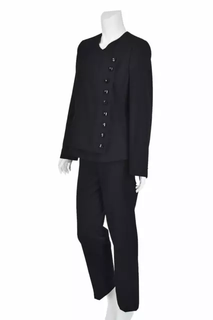 CHANEL Vintage 2000 GABRIELLE Black Pantsuit with Asymmetrical Jacket SZ US 8-10 2