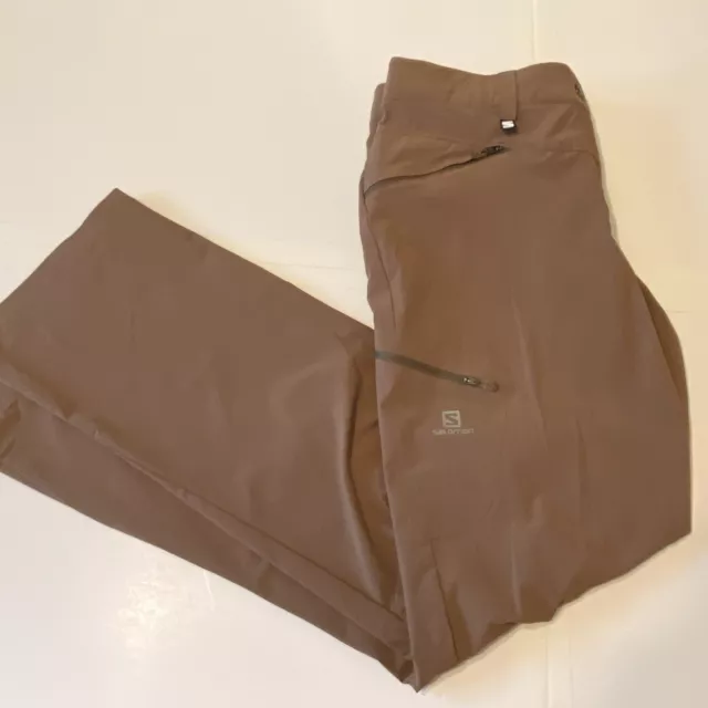 Pantalones elásticos para mujer Salomon Wayfarer clima-viento marrón senderismo exterior - talla 12