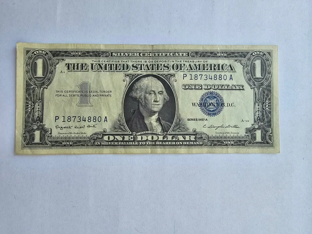 Rare 1 Dollar Silver Certificate Blue Seal 1957  Series A