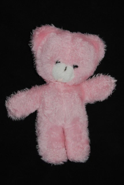 Peluche doudou ours rose BOULGOM NOUNOURS ? hochet nez brodé 22 cm vintage