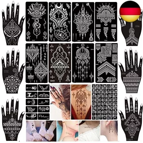 XMASIR 16 Blatt Tattoo Schablonen Kit für Frauen, Body Art Tattoos Schablonen