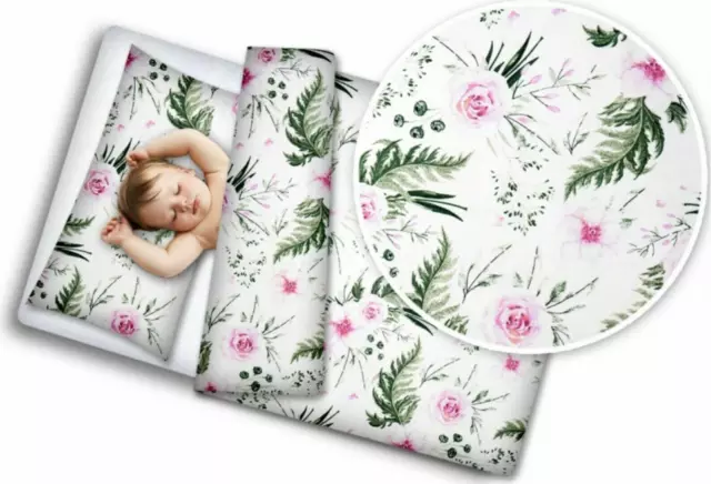 Baby Bedding Set 120x90 Pillowcase Duvet Cover 2pc Fit Cot Garden Flowers