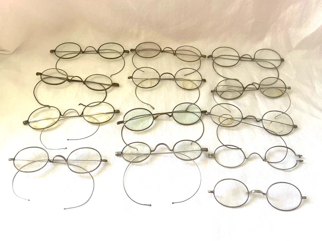 Antique Lot of 13 Franklin Looking Eyeglasses SPECTACLES - AS-IS