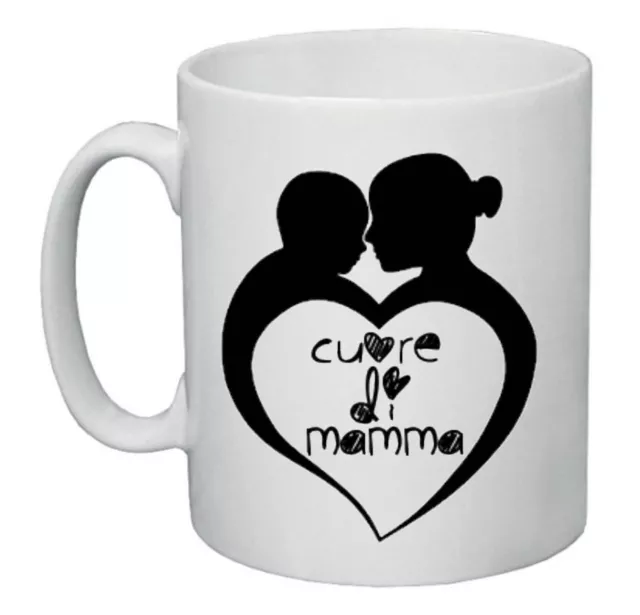 tazza mug 8 x 10 scritta cuore di mamma festa idea regalo compleanno