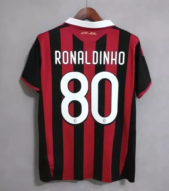 2009/10 AC Milan Kit Ronaldinho #80 Beckham retro home shirt short sleeve red