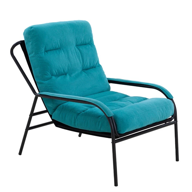 Lounge Recliner Chair Studio Chair Iron Arm Club Chair with Metal Legs & Cushion