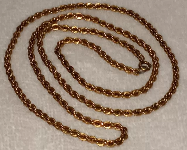 VINTAGE ACO 1/20 12K G.F. GOLD FILLED CHAIN NECKLACE ROPE 24” Long-4.10  Grams 