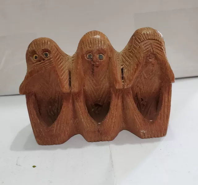 Vintage Three Monkeys, See, Hear, Speak No Evil. Wood