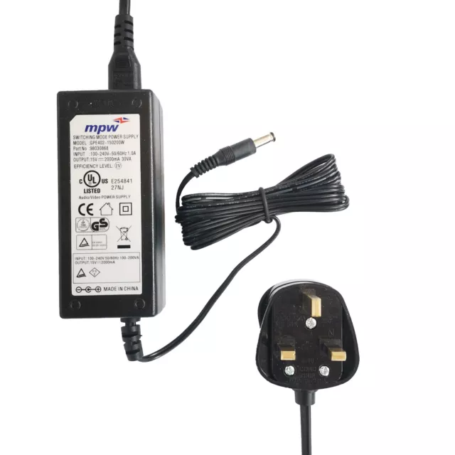 Replacement 15V 1A AC-DC Switching Adapter for SAW-1501000 Slimline Light