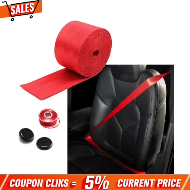 Red 3.6M Harness 3 Point Auto Car Racing Front Safety Retractable Lap Seat Belt