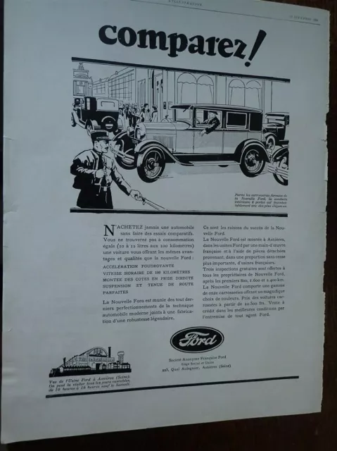 FORD conduite intérieure 4 portes+ Velouty de DIXOR pub papier ILLUSTRATION 1929