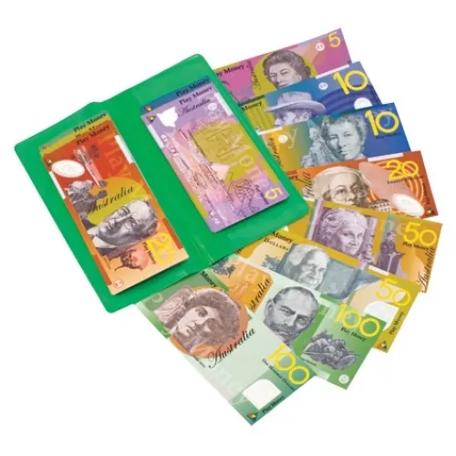 NEW A Wallet of Australian Based Pretend Play Money - 100 Sized Notes