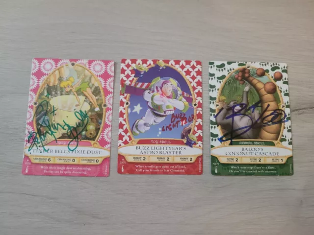 Lot of 3 Character Signed Disney Sorcerers of the Magic Kingdom Cards