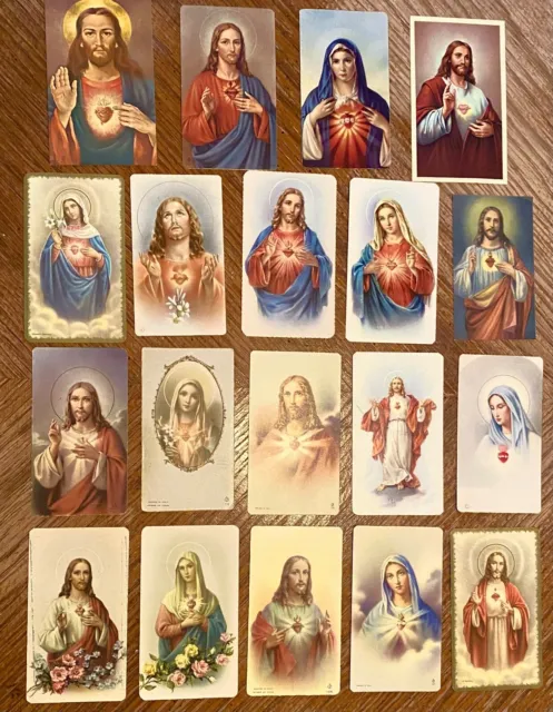 VTG "Sacred Heart Collection" of Catholic Prayer Funeral Holy Cards LOT of 19