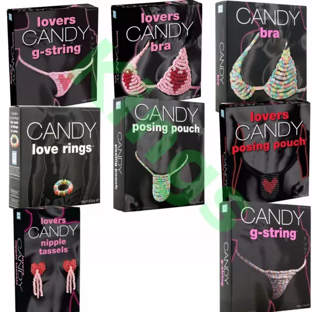 CANDY BRA G STRING Pouch EDIBLE UNDERWEAR Sherbet Sweets Hen Tassels Love  Ring £0.99 - PicClick UK
