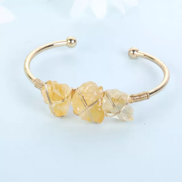 1pc Natural Citrine Crystal Hexagon Bracelet Chakra Reiki Healing Bangle