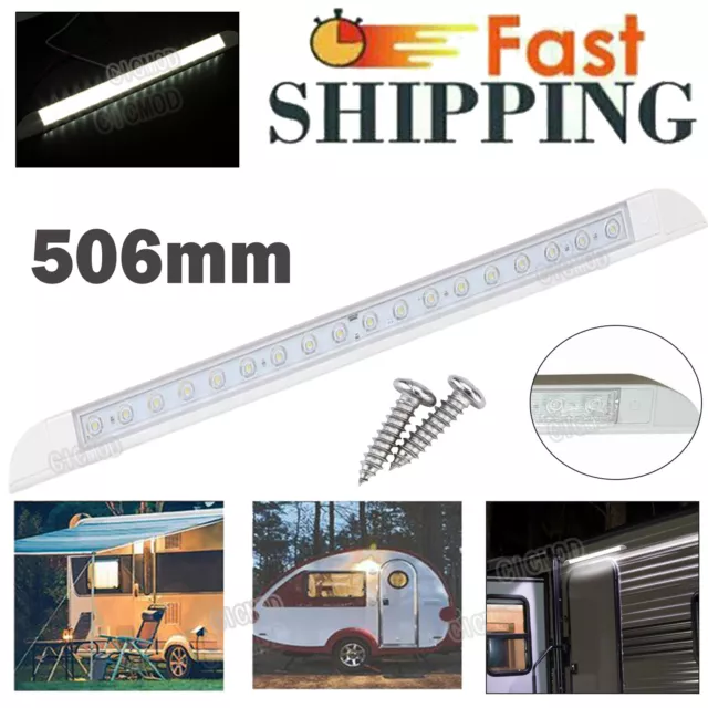 12V RV LED Awning Porch Light Exterior Interior Lamp Switch Caravan Boat White