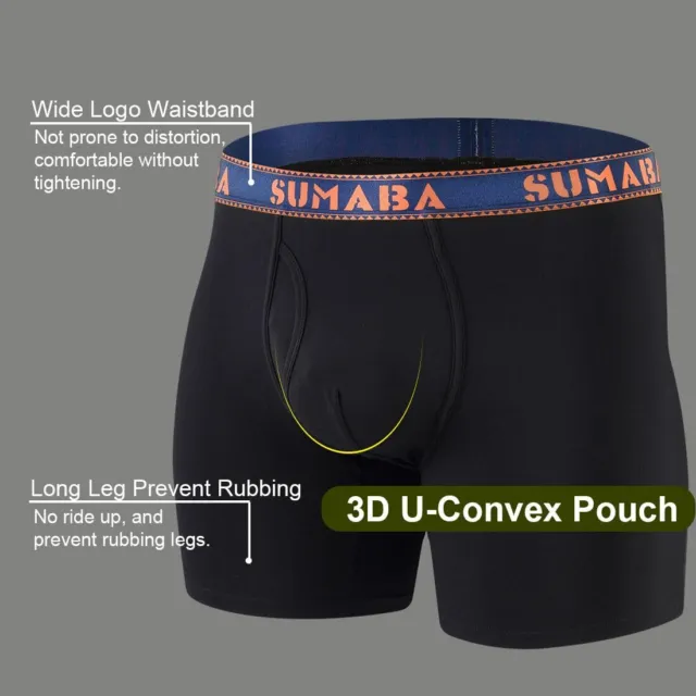Men's Underwear Moisture Wicking Bamboo Stretch No Ride Up Boxer Briefs M-3XL