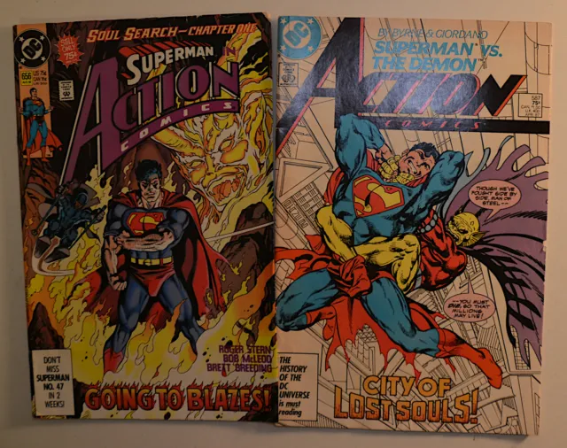 Action Comics Lot of 2 #587,656 DC Comics (1987) VF- 1st Print Comic Books