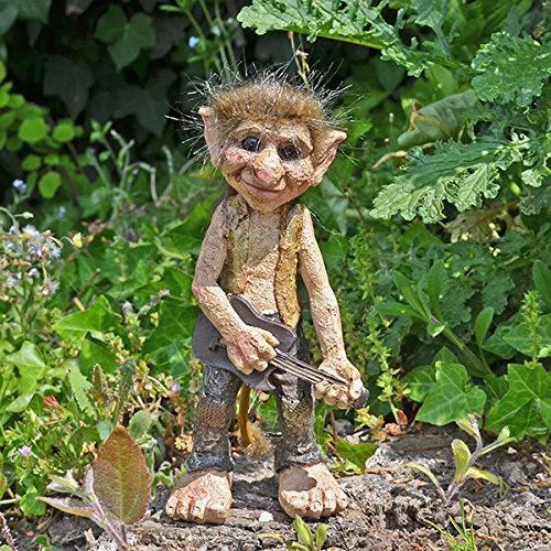 Troll mit Gitarre Gartenornament Skulptur Figur Statue Wohnkultur Geschenk