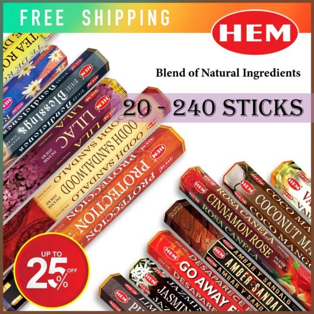 NEW!!! 20-240 Hem Incense Sticks Hexagon Home Yoga Aroma Fragrance Meditation