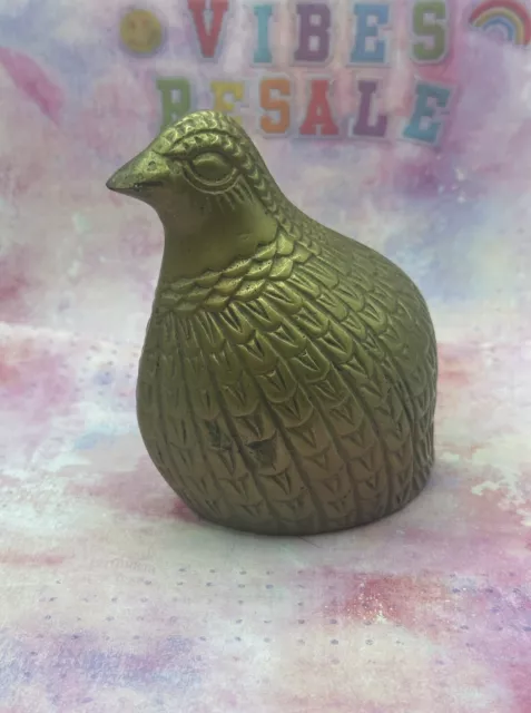 Vintage Solid Brass Quail Pheasant Bird Statue Figurine Hand crafted Paperweight