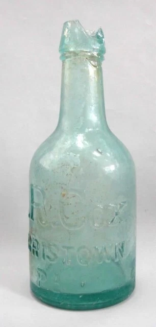 antique A.R.COX BLOB TOP BEER BOTTLE norristown pa 6.75" tall