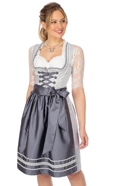 Marjo Midi Dirndl 2tlg. 58cm VIVIANE silber-bleu