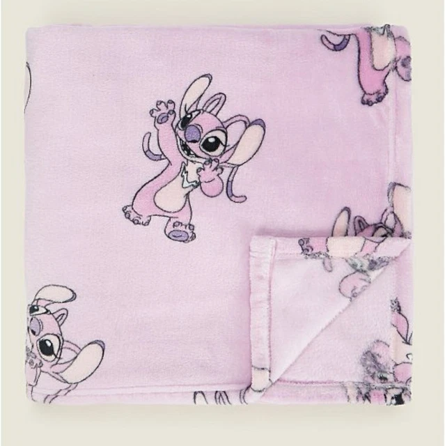 DISNEY LILO AND STITCH ANGEL SUPER SOFT PINK BLANKET THROW 120x150cm £