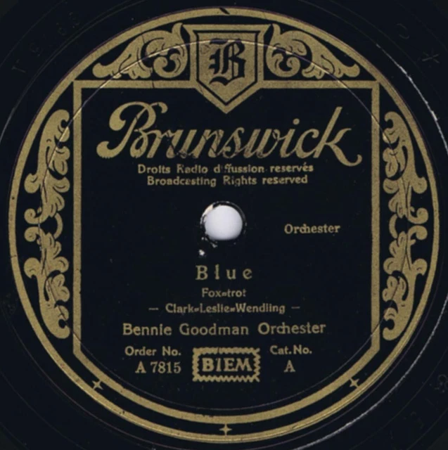 BENNIE (BENNY) GOODMAN Blue German c1930 Brunswick 78rpm shellac