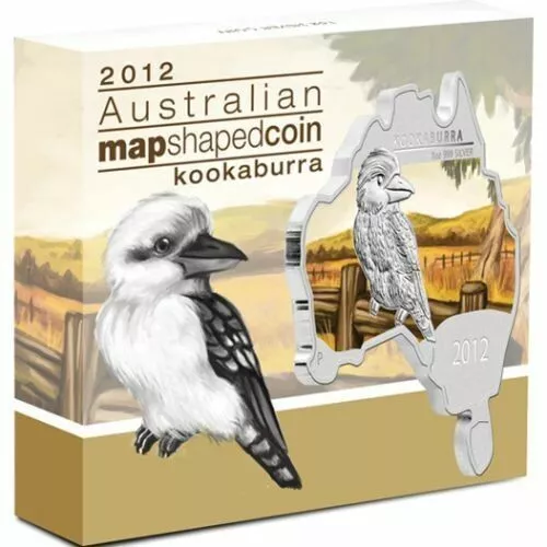 2012 Kookaburra Australian Map Shaped Silver Coin Series 99.9% Pure Silver New