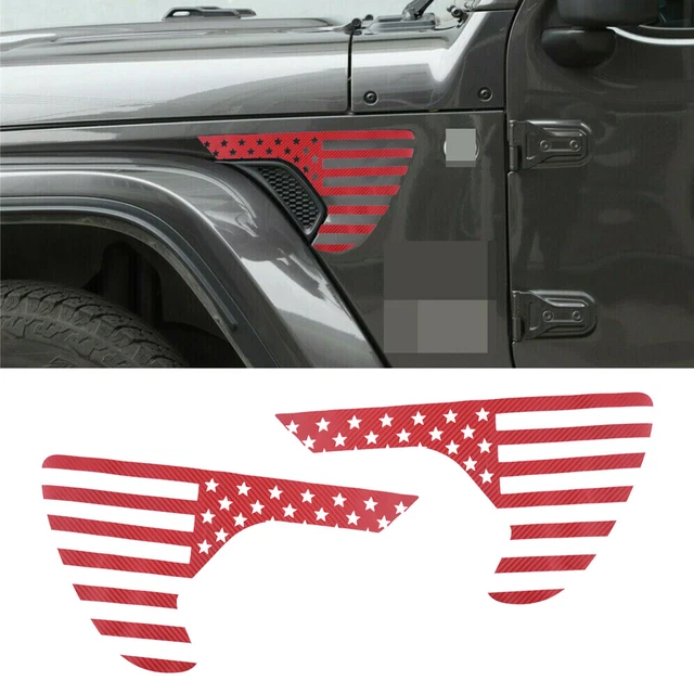 American US Flag Fender Vent Decals Fits For Jeep Wrangler JL JT Gladiator 18-20