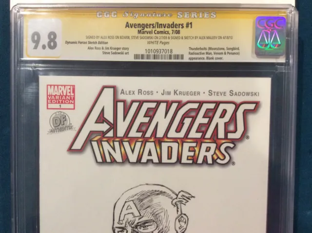 ALEX ROSS signed ORIGINAL ALEX MALEEV Sketch Art CGC 9.8 Avenger Captain America 3