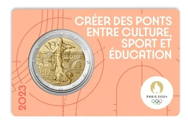 Coincard 2 Euros Commémorative France 2023 JO Paris 2024 Olympic Orange
