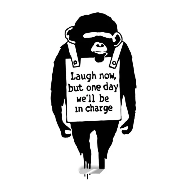 Banksy Monkey Wall Sticker Art Vinyl Graffiti Chimp Mural Laugh Now Gorilla