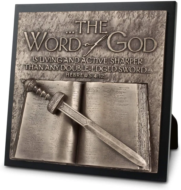 Palabra De God Forjado Tono Bronce 22cm Fundido Piedra Escultura Placa Colgar O