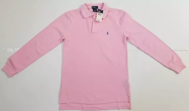 Nwt Ralph Lauren Boys Mesh Polo T-Shirt Longsleeve Pink  #3A