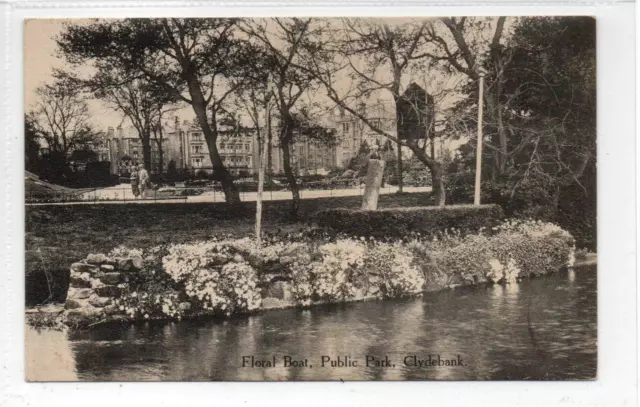 FLORAL BOAT, PUBLIC PARK, CLYDEBANK: Dunbartonshire postcard (C78854)