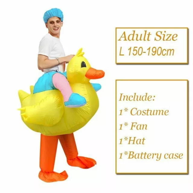 Inflatable Yellow Duck Costume Adult Animal Party Mascot Mens Halloween Blow Up 3