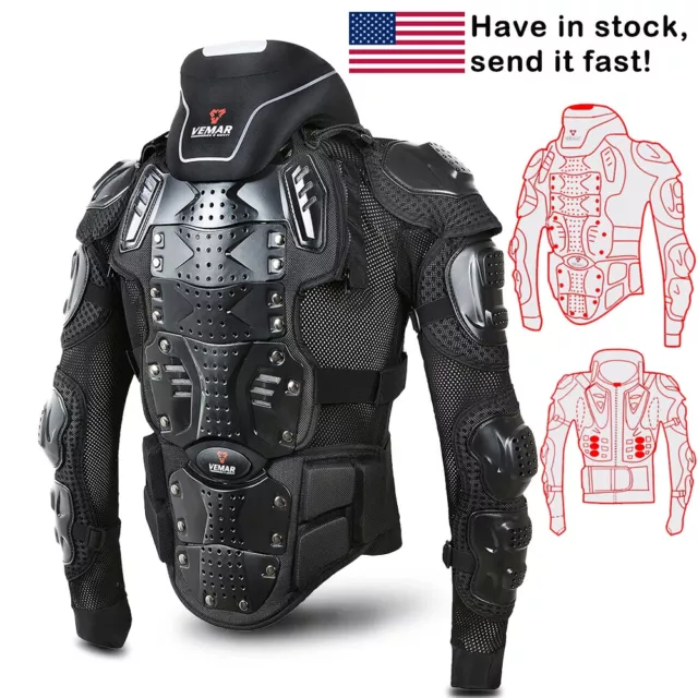 Full Body Armor Motorcycle Jacket Chest Back Protector Moto Body Armor Guard New