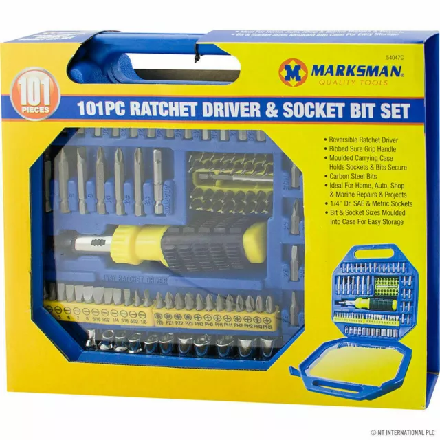 Pro Screwdriver Socket Set Metric Bit Driver Set Ratchet Torx Hex Wrench 101PC