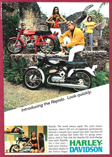 1967 HARLEY DAVIDSON Print Ad ~ Introducing the RAPIDO ~ 125 cc's of performance