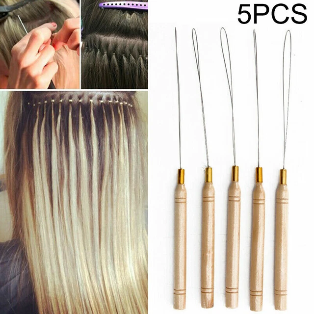 5x Needle Pulling Loop Hook Micro Nano Ring Bead Hair Extension Thread DIY Tool