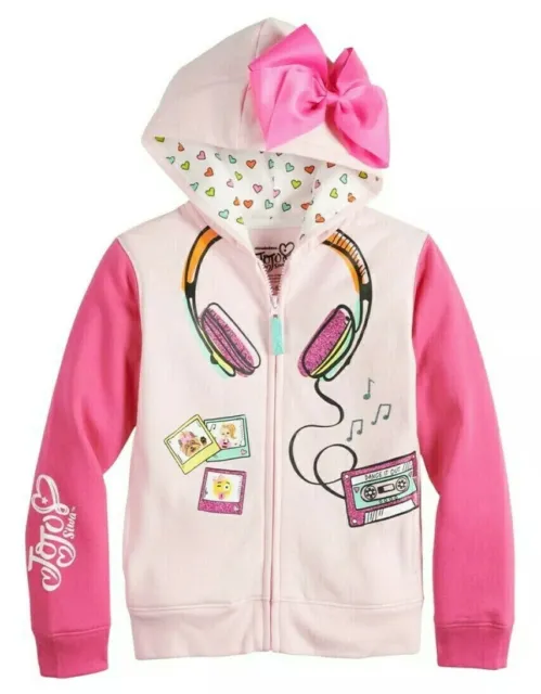 JoJo Siwa Character Headphones 3D Bow Hoodie Jacket Pink Girl's Size 4, 6X
